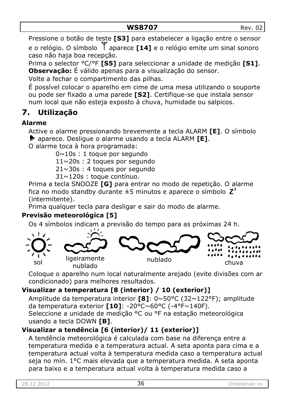 Velleman WS8707 User Manual | Page 36 / 50