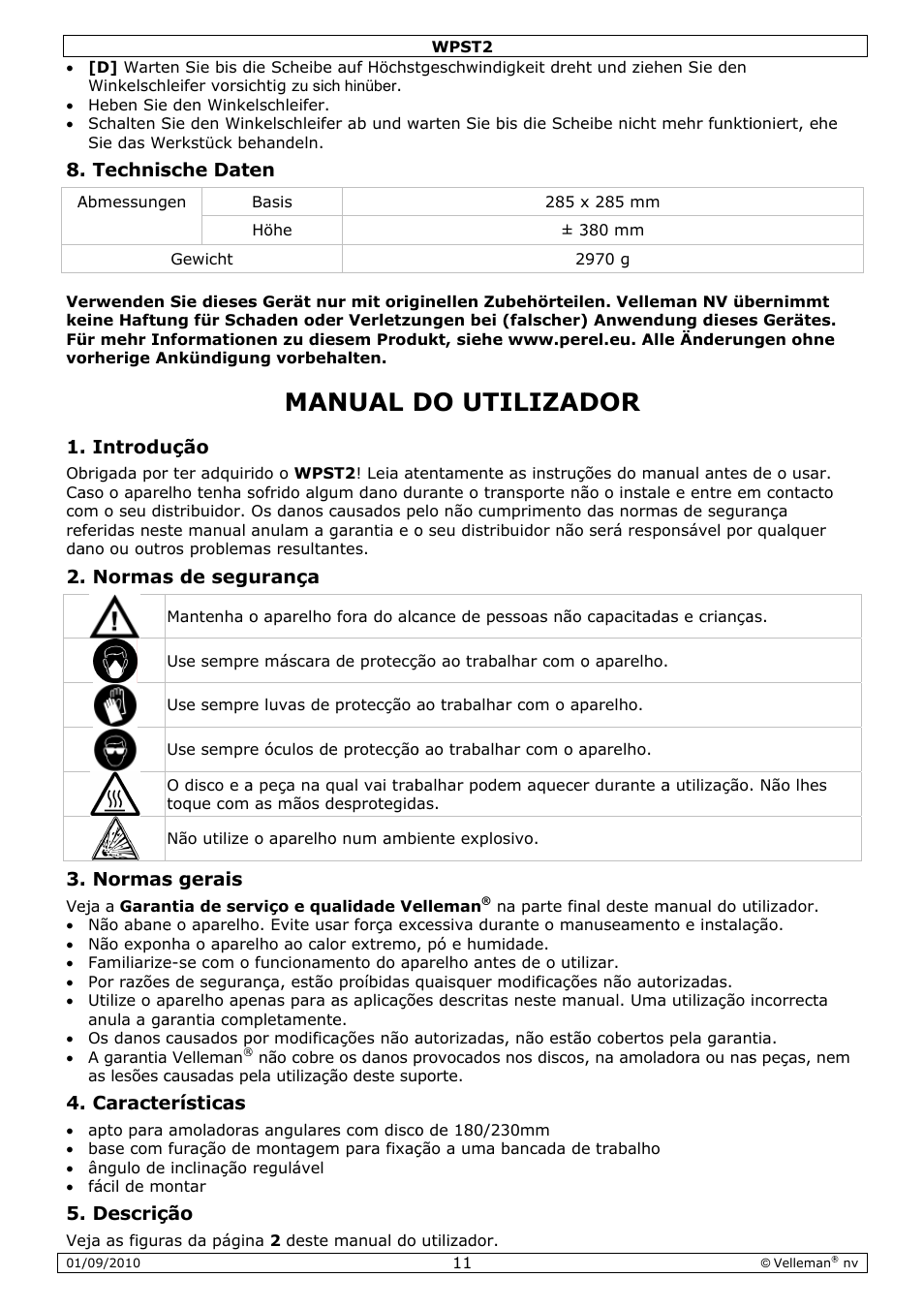 Nual d, Do ut, Ilizad | Velleman WPST2 User Manual | Page 11 / 15