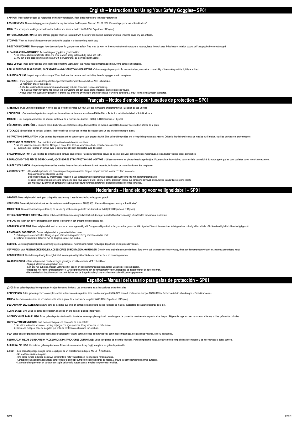 Velleman SP01 User Manual | 2 pages