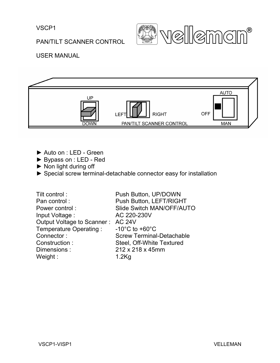 Velleman VSCP1 USER MANUAL User Manual | Page 4 / 5