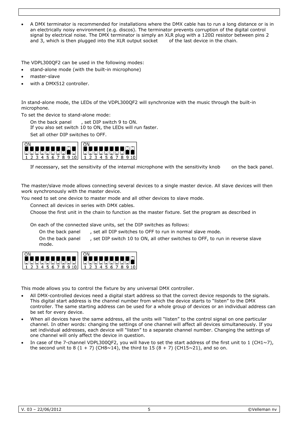 Operation | Velleman VDPL300QF2 User Manual | Page 5 / 29