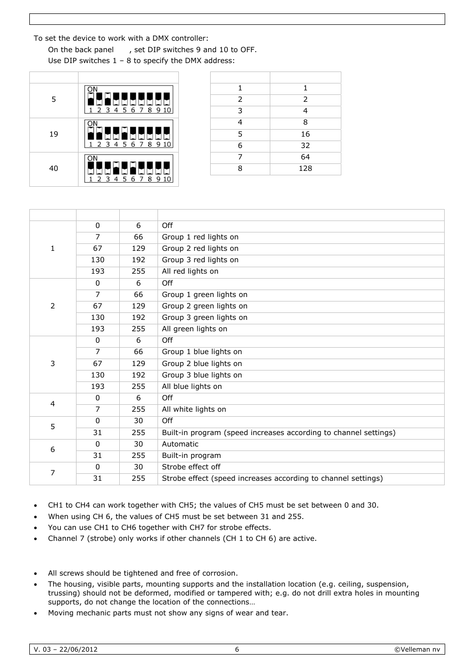 Cleaning and maintenance | Velleman VDPL300QF2 User Manual | Page 6 / 29