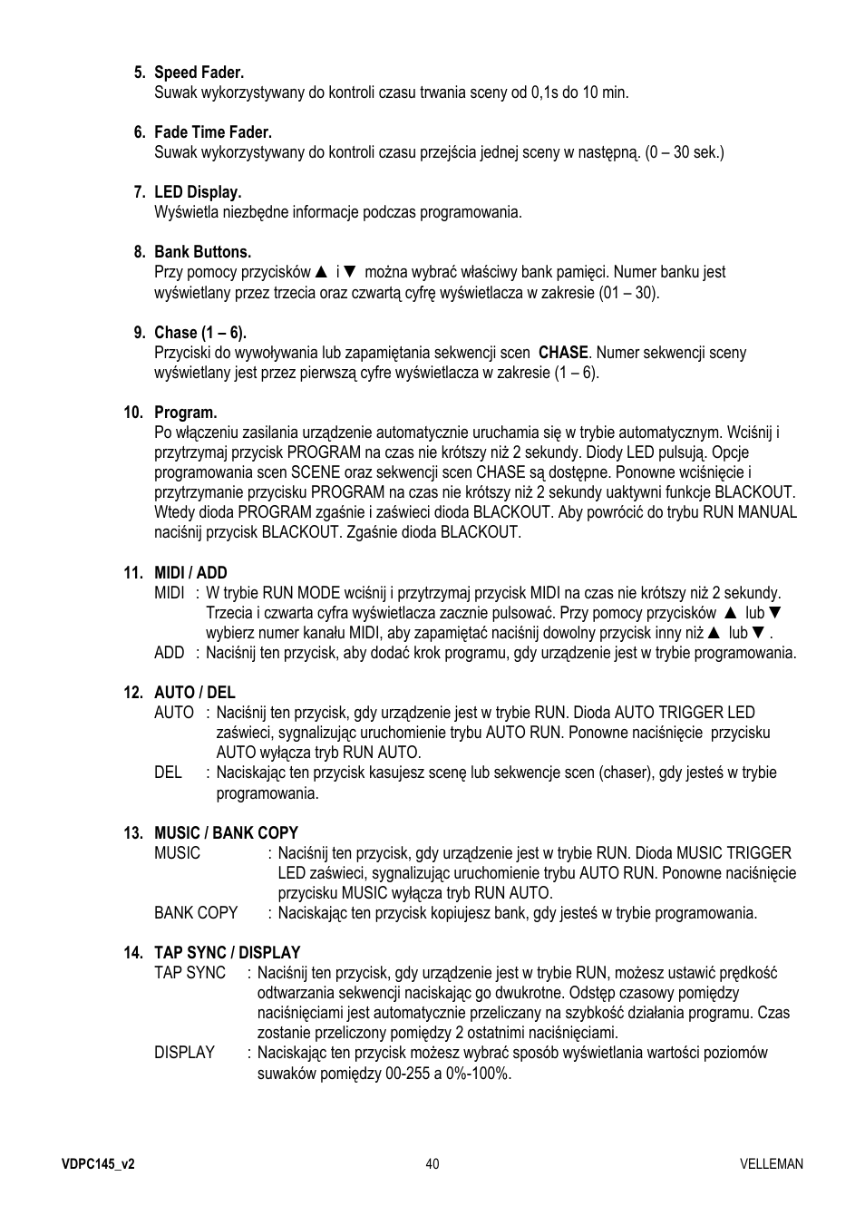 Velleman VDPC145 User Manual | Page 40 / 47