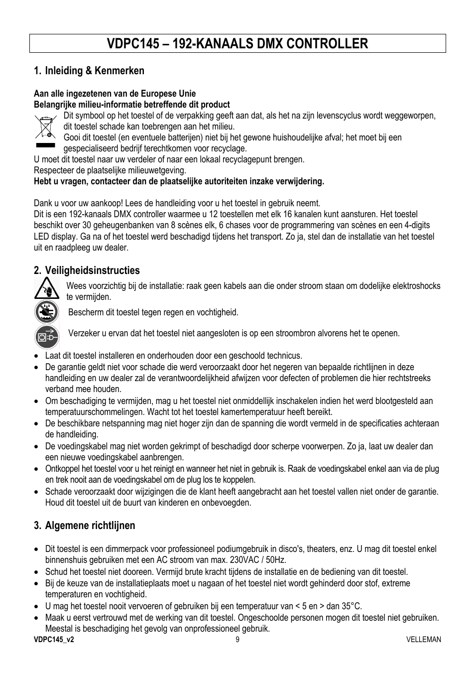 Velleman VDPC145 User Manual | Page 9 / 47