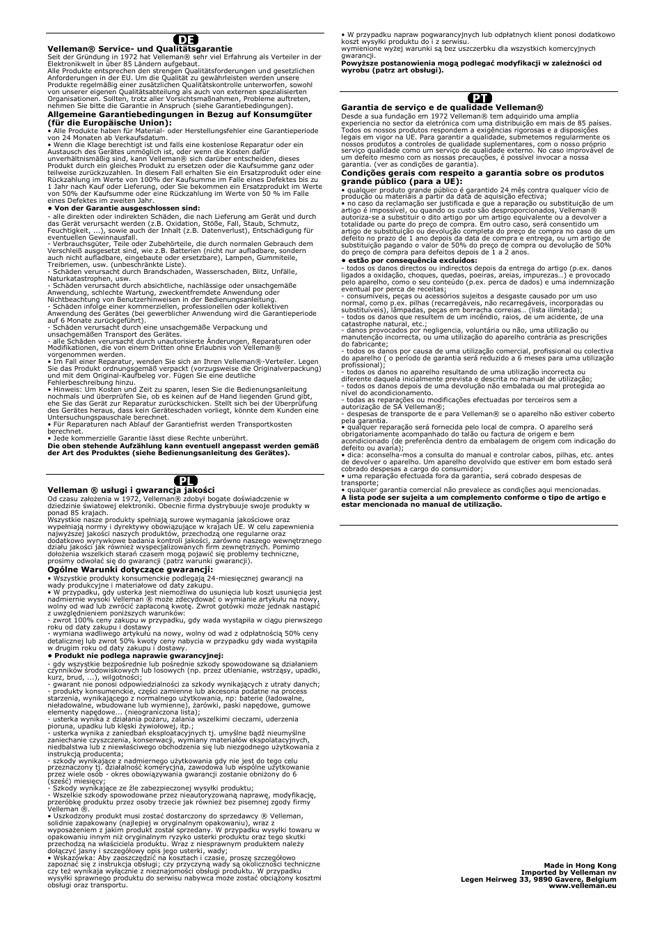 Velleman VTLAMP7 User Manual | Page 18 / 18