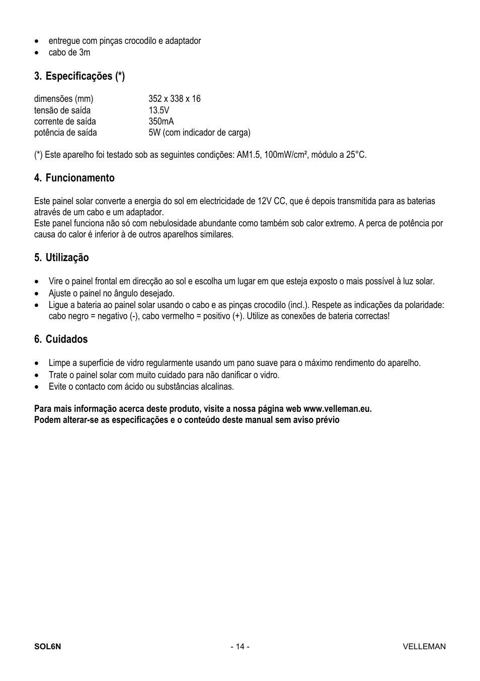 Velleman SOL6N User Manual | Page 14 / 18