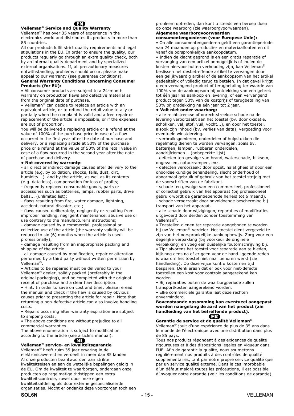 Sol6n - 15 - velleman | Velleman SOL6N User Manual | Page 15 / 18