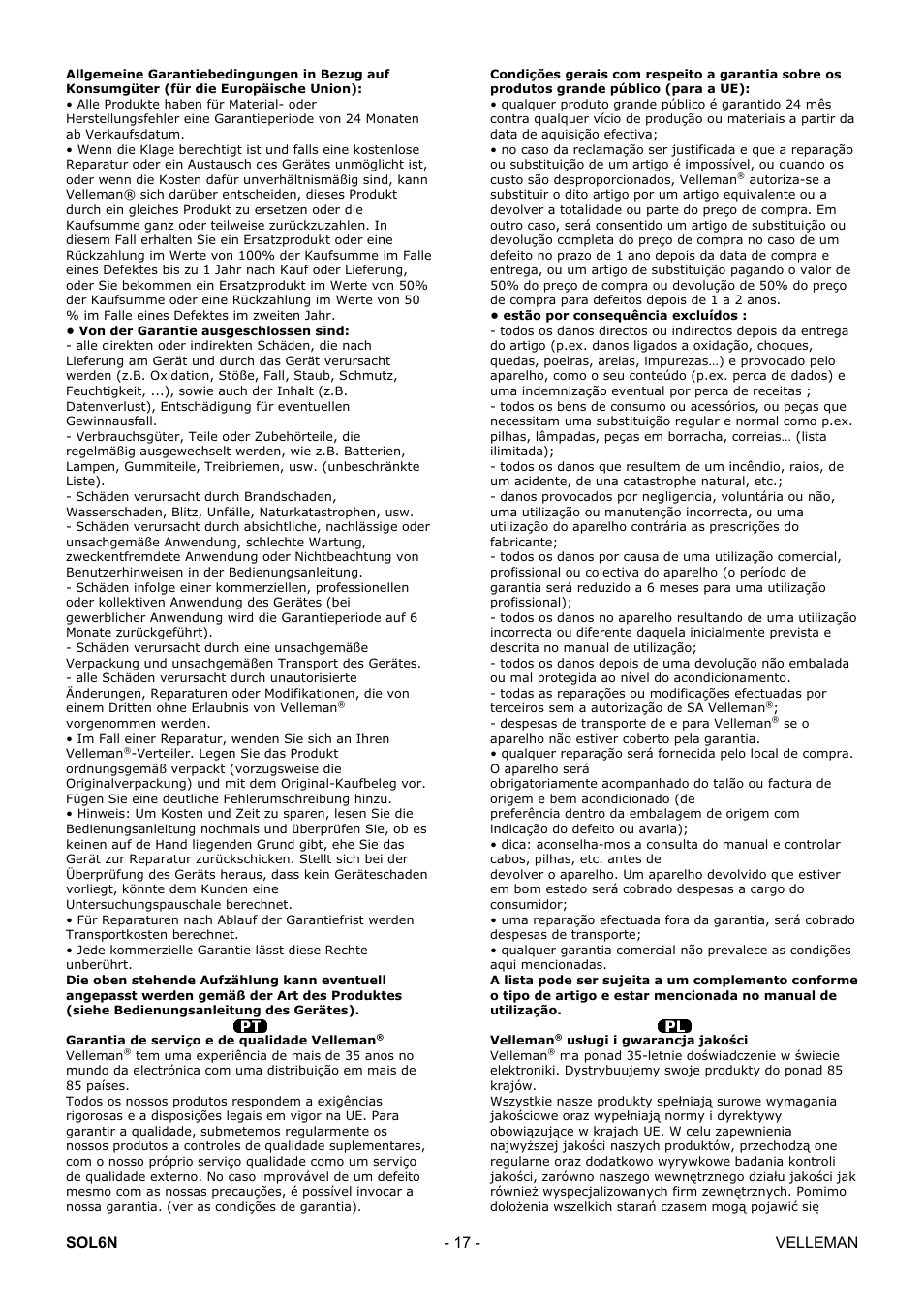 Sol6n - 17 - velleman | Velleman SOL6N User Manual | Page 17 / 18