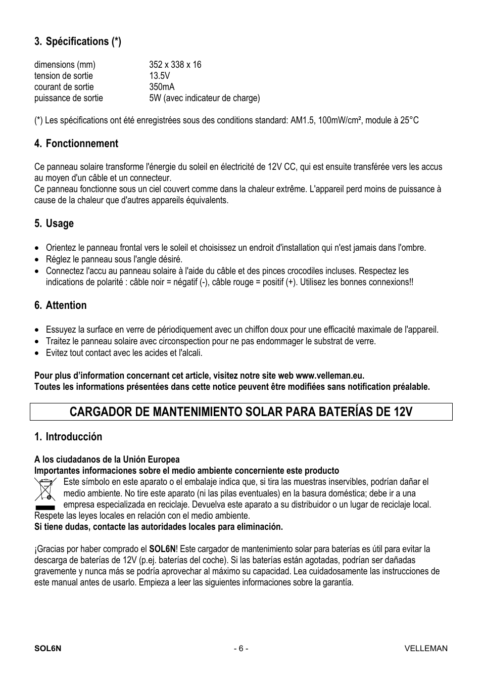 Velleman SOL6N User Manual | Page 6 / 18