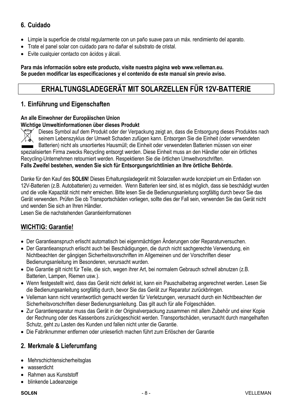 Velleman SOL6N User Manual | Page 8 / 18