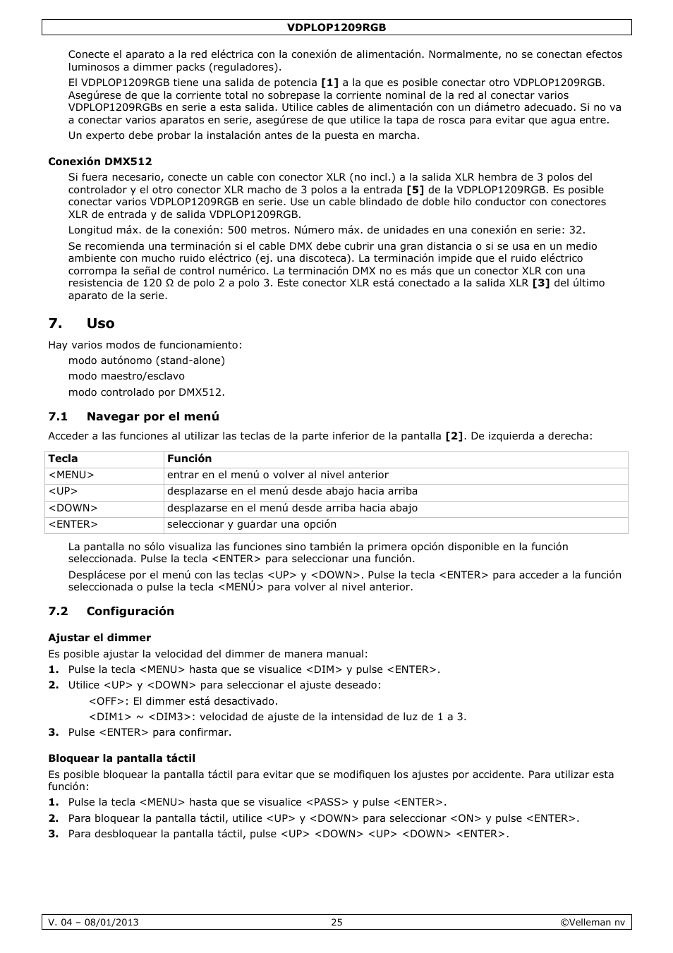 Velleman VDPLOP1209RGB User Manual | Page 25 / 38