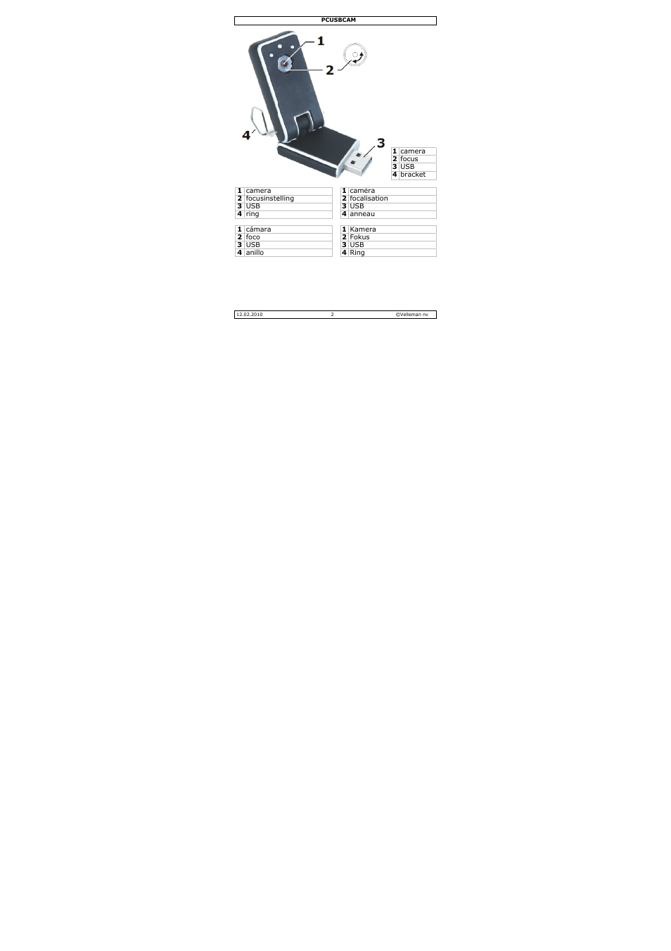 Velleman PCUSBCAM User Manual | Page 2 / 17