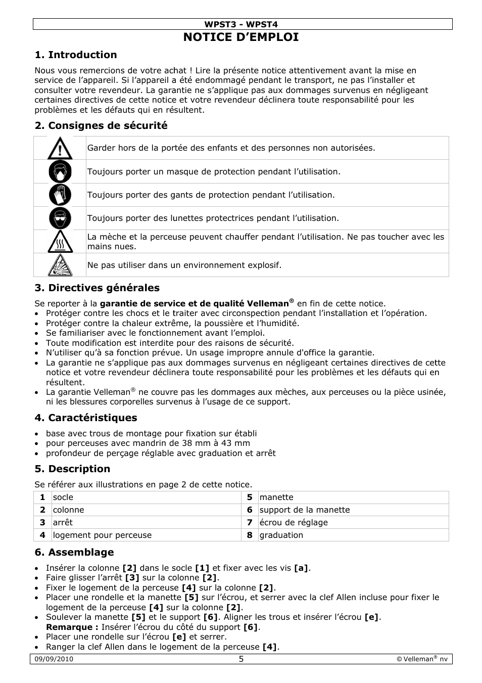 Notic, Ce d’em, Mploi | Velleman WPST3 User Manual | Page 5 / 17