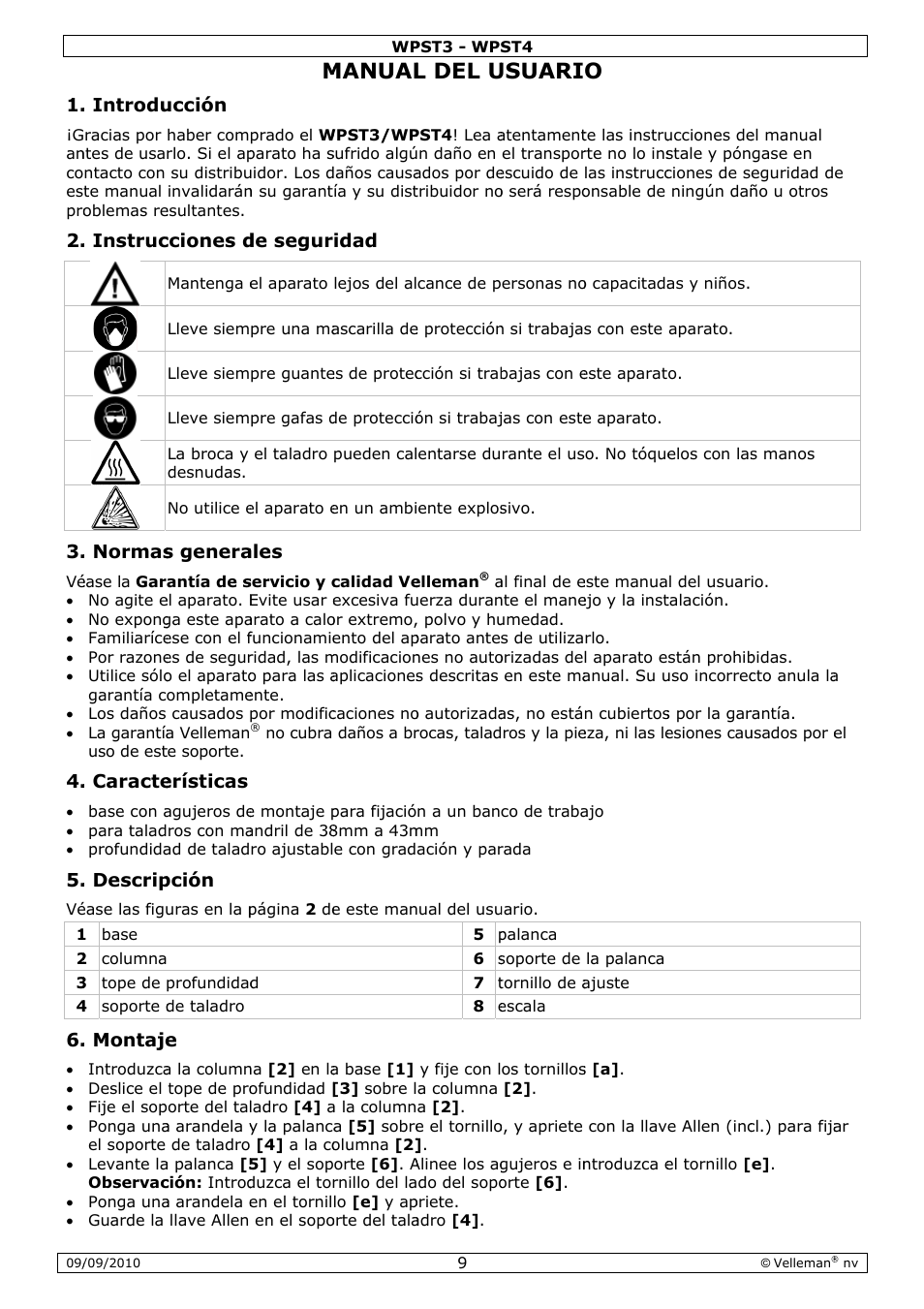 Manual, L del u, Usuari | Velleman WPST3 User Manual | Page 9 / 17