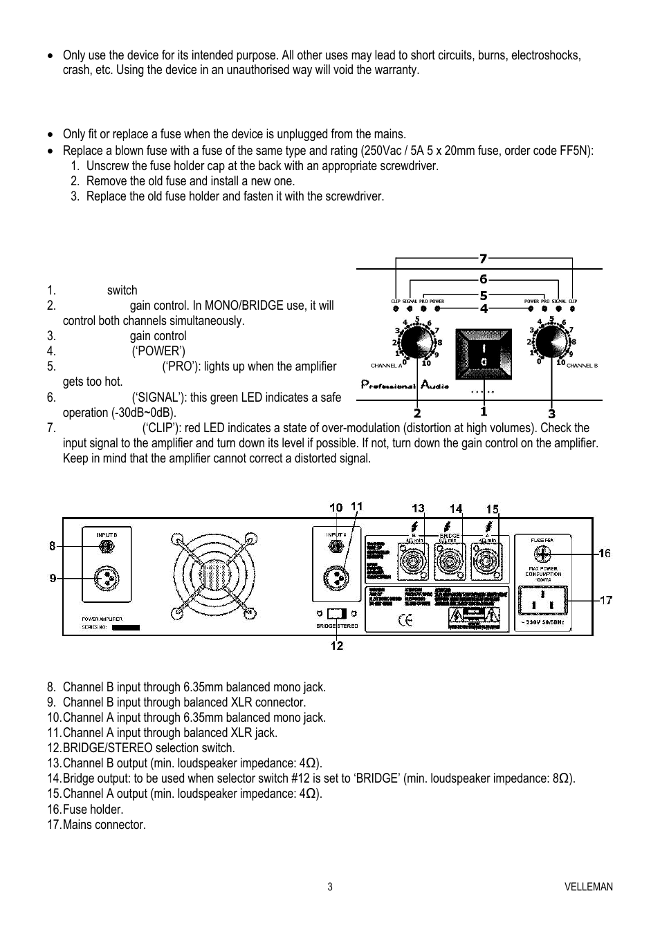 Velleman VPA2200MBN User Manual | Page 3 / 19