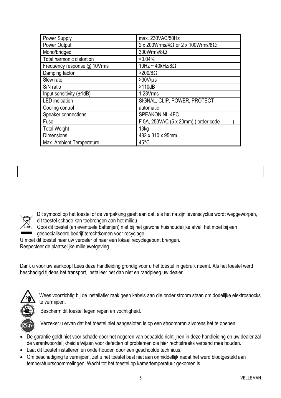 Velleman VPA2200MBN User Manual | Page 5 / 19