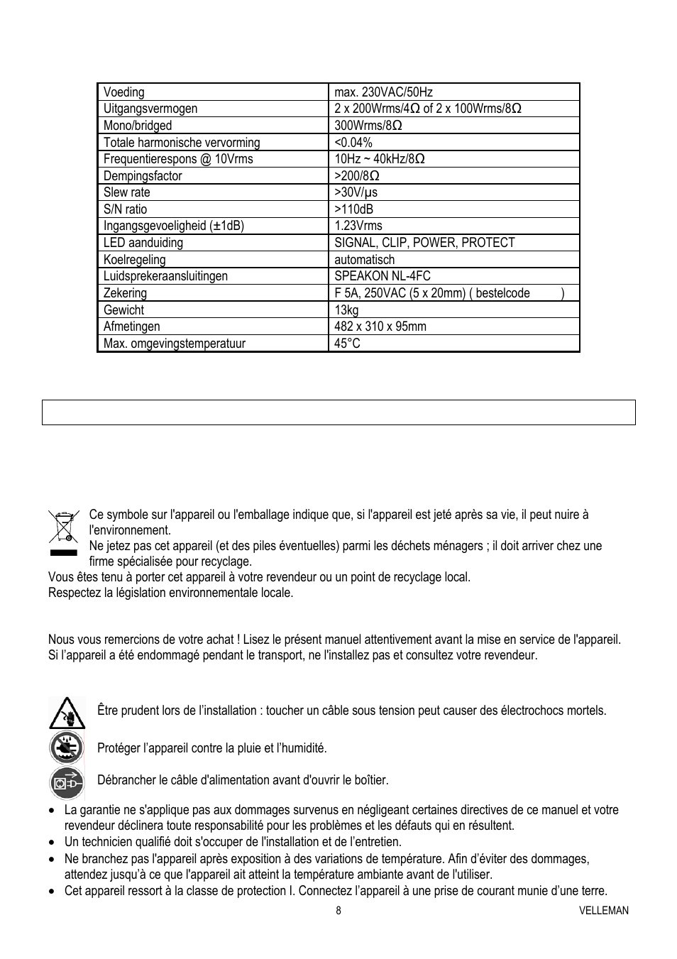 Velleman VPA2200MBN User Manual | Page 8 / 19