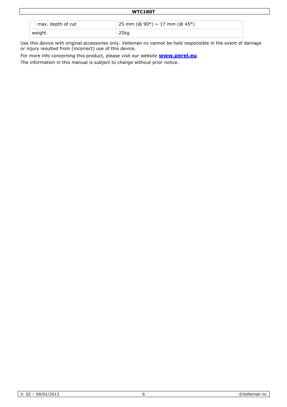 Velleman WTC180T User Manual | Page 6 / 28