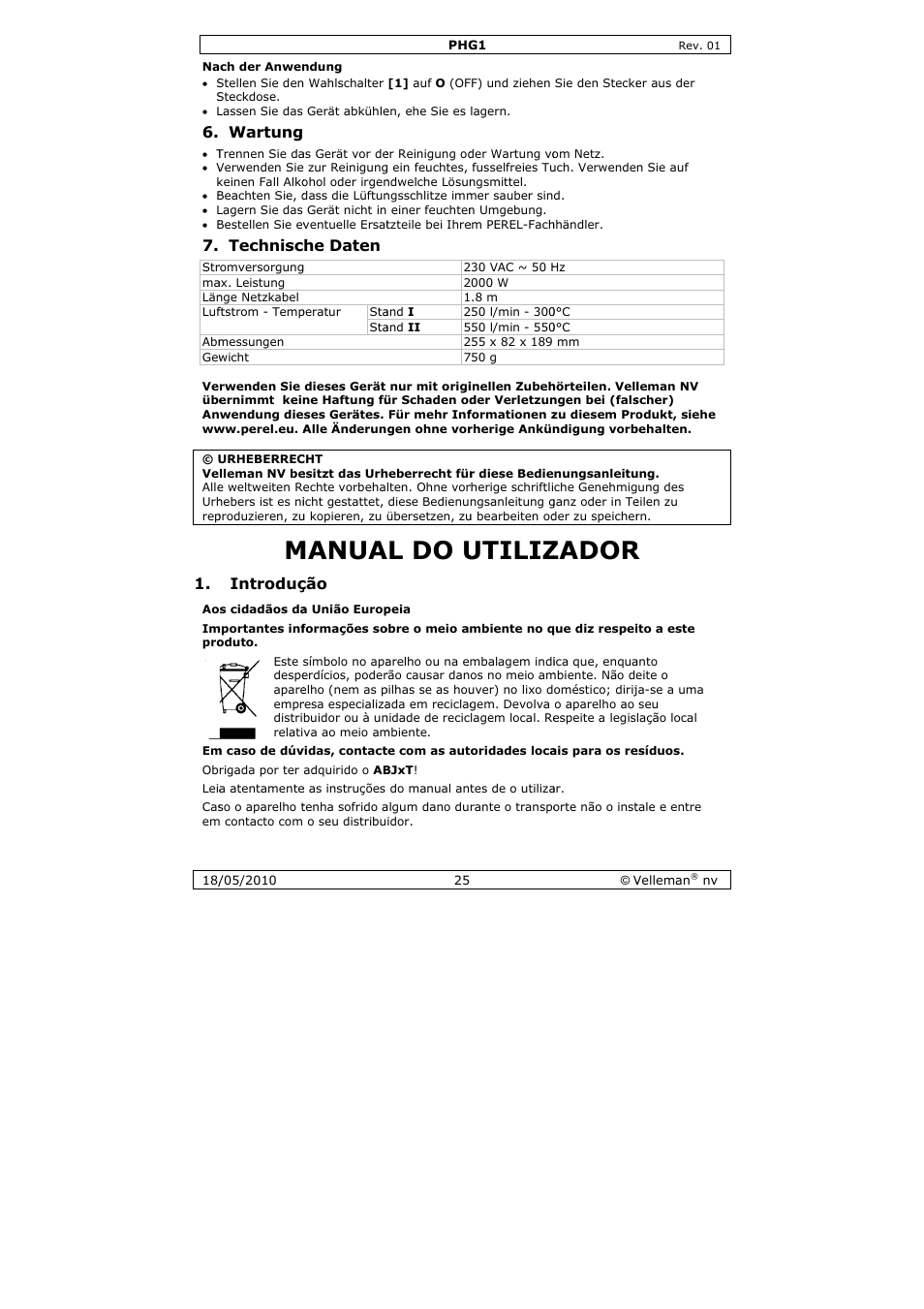 Manua, Al do u, Utiliz | Zador | Velleman PHG1 User Manual | Page 25 / 32