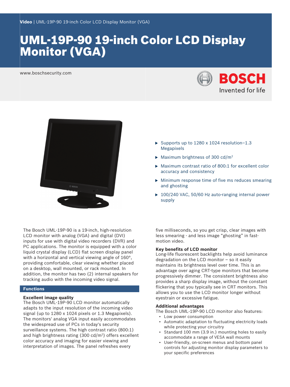 Velleman BOSCH02 Monitor User Manual | 3 pages