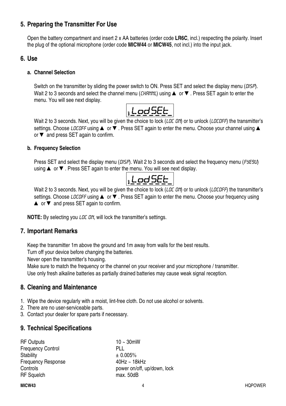 Velleman MICW43 User Manual | Page 4 / 16