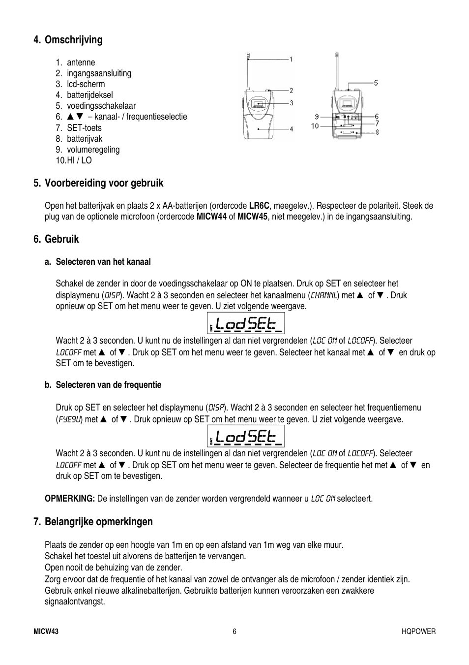 Velleman MICW43 User Manual | Page 6 / 16