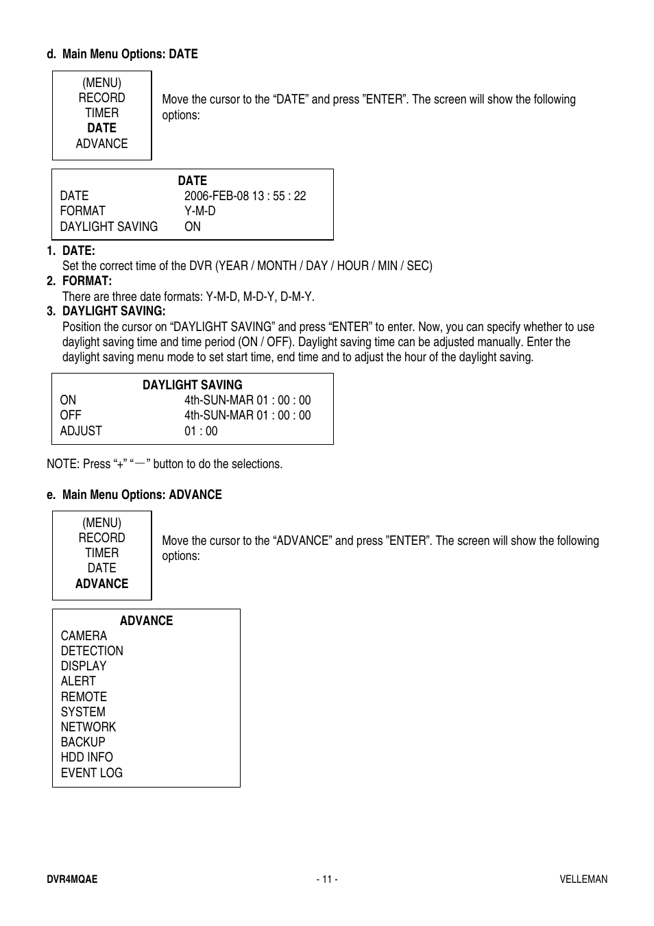 Velleman DVR4MQAE User Manual | Page 11 / 38