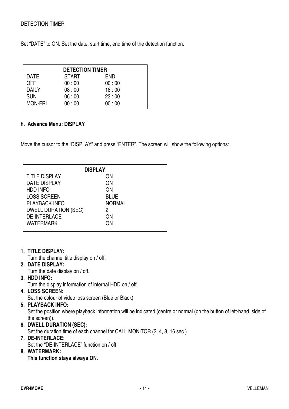 Velleman DVR4MQAE User Manual | Page 14 / 38