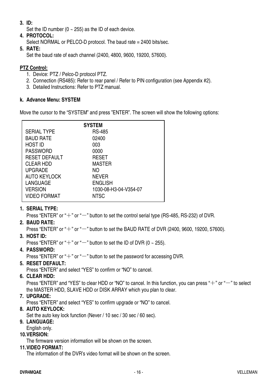 Velleman DVR4MQAE User Manual | Page 16 / 38