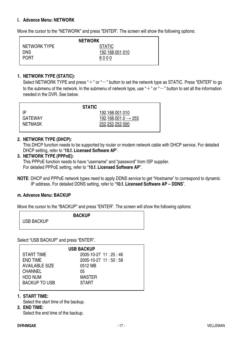 Velleman DVR4MQAE User Manual | Page 17 / 38