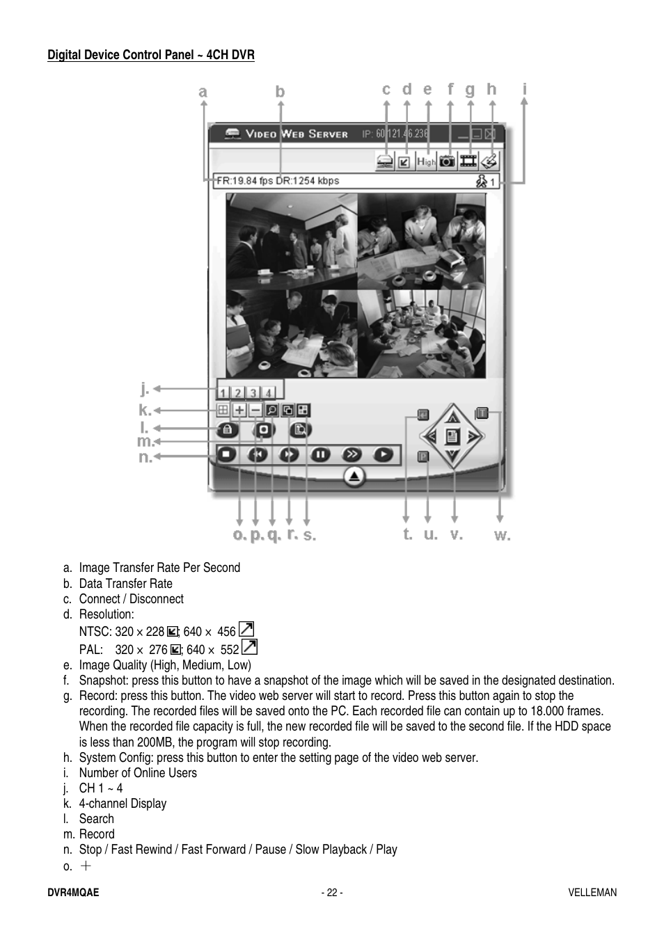 Velleman DVR4MQAE User Manual | Page 22 / 38