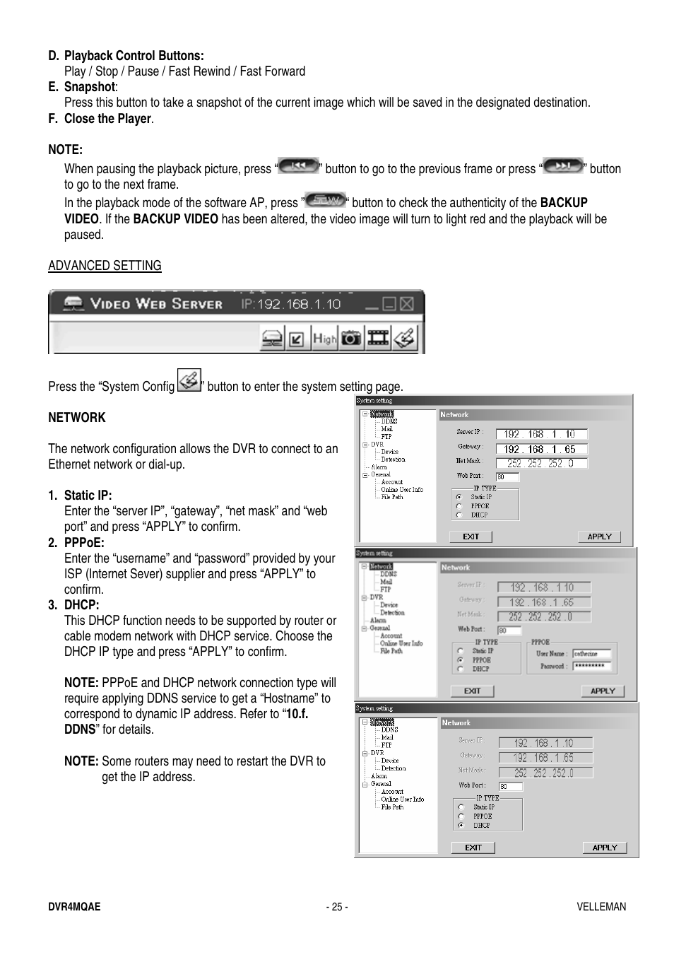 Velleman DVR4MQAE User Manual | Page 25 / 38