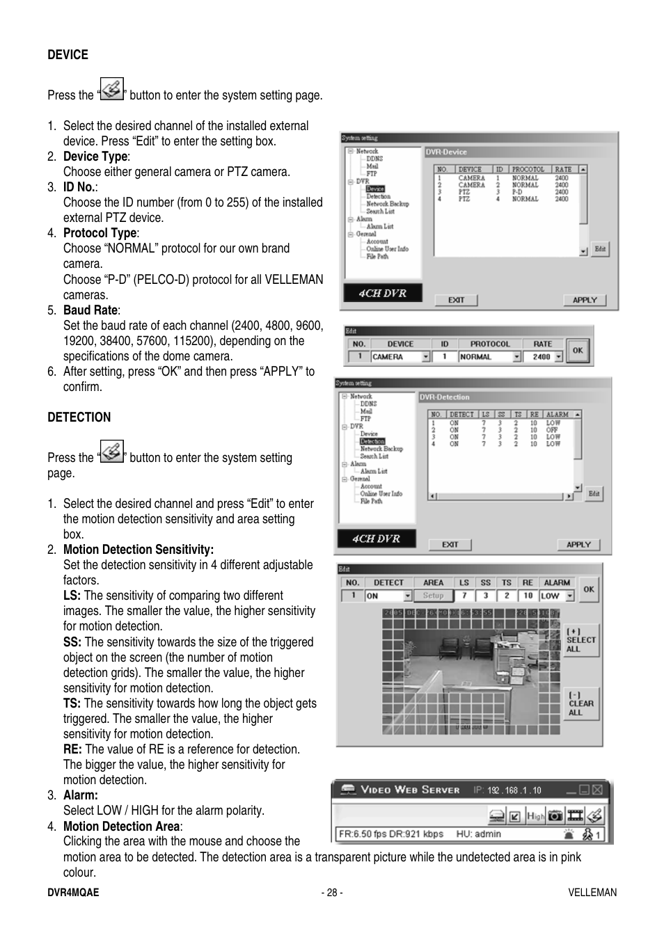 Velleman DVR4MQAE User Manual | Page 28 / 38