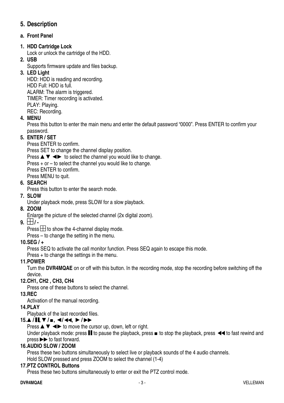 Velleman DVR4MQAE User Manual | Page 3 / 38