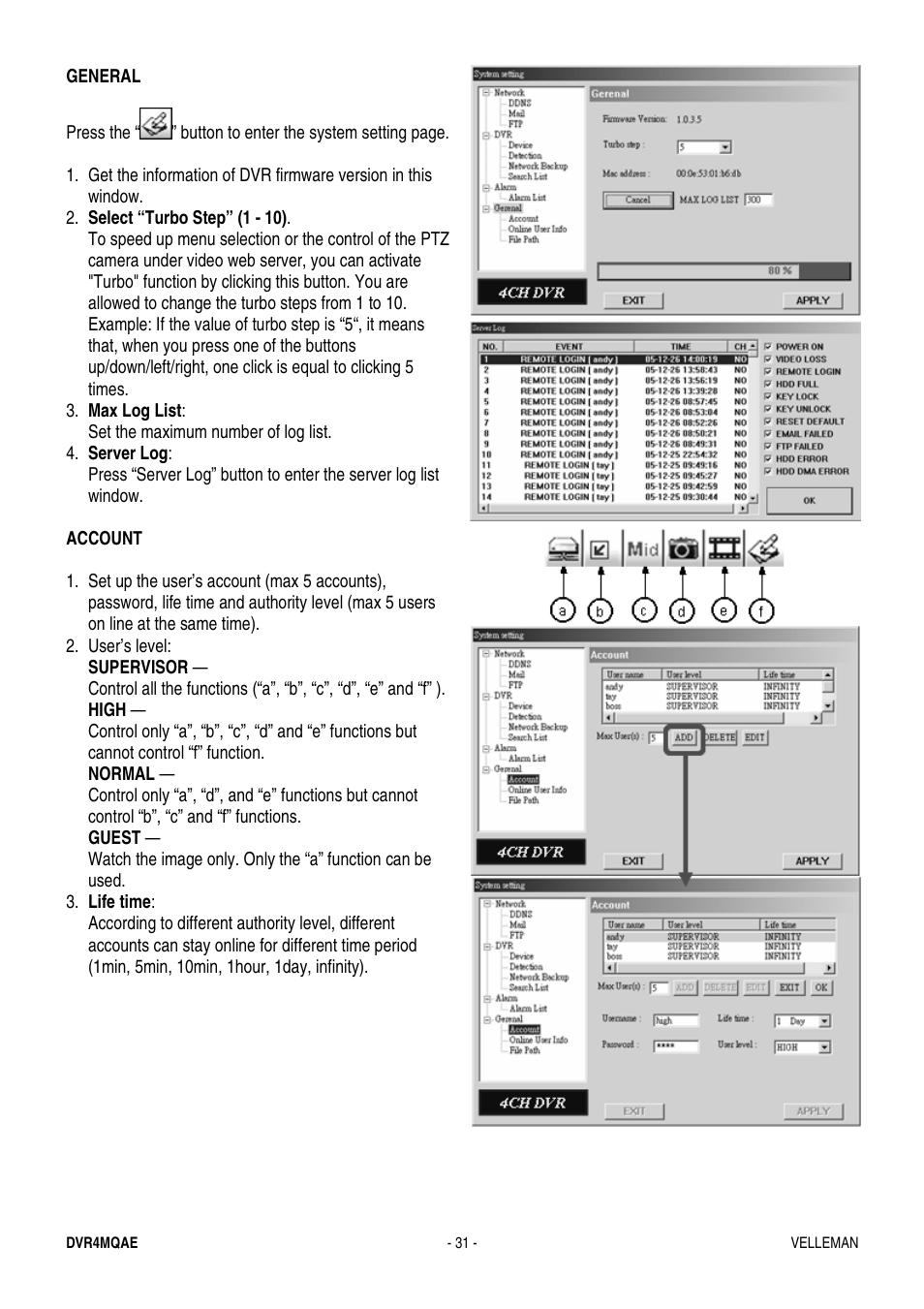 Velleman DVR4MQAE User Manual | Page 31 / 38
