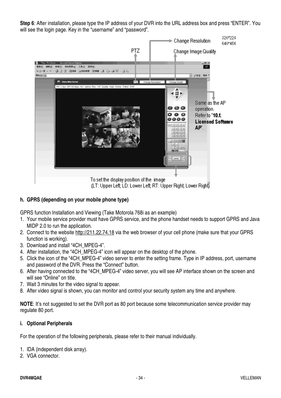 Velleman DVR4MQAE User Manual | Page 34 / 38