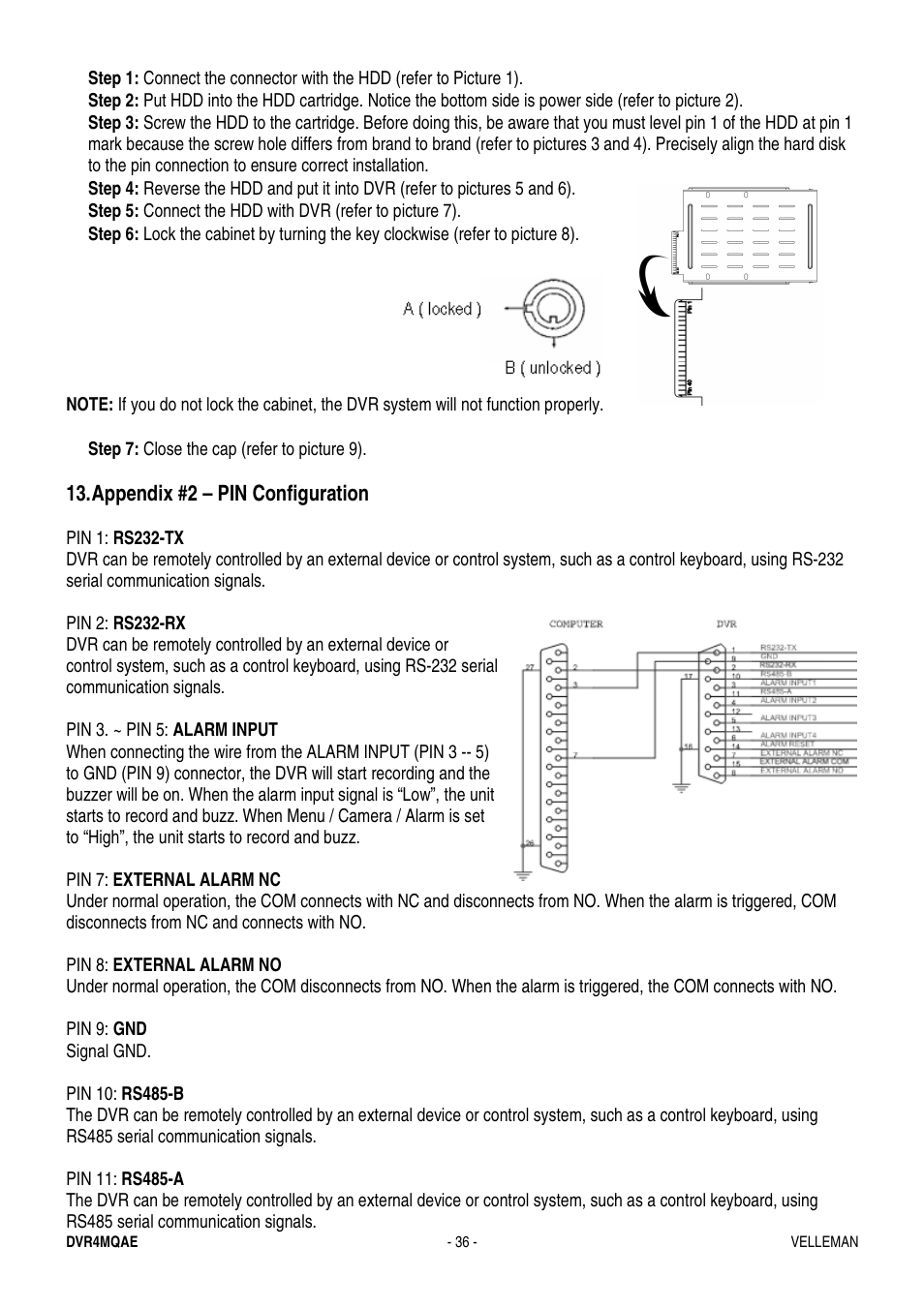 Velleman DVR4MQAE User Manual | Page 36 / 38