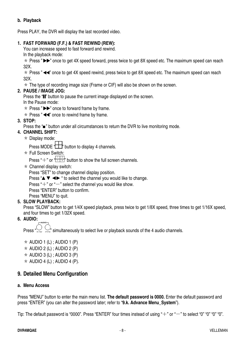 Velleman DVR4MQAE User Manual | Page 8 / 38