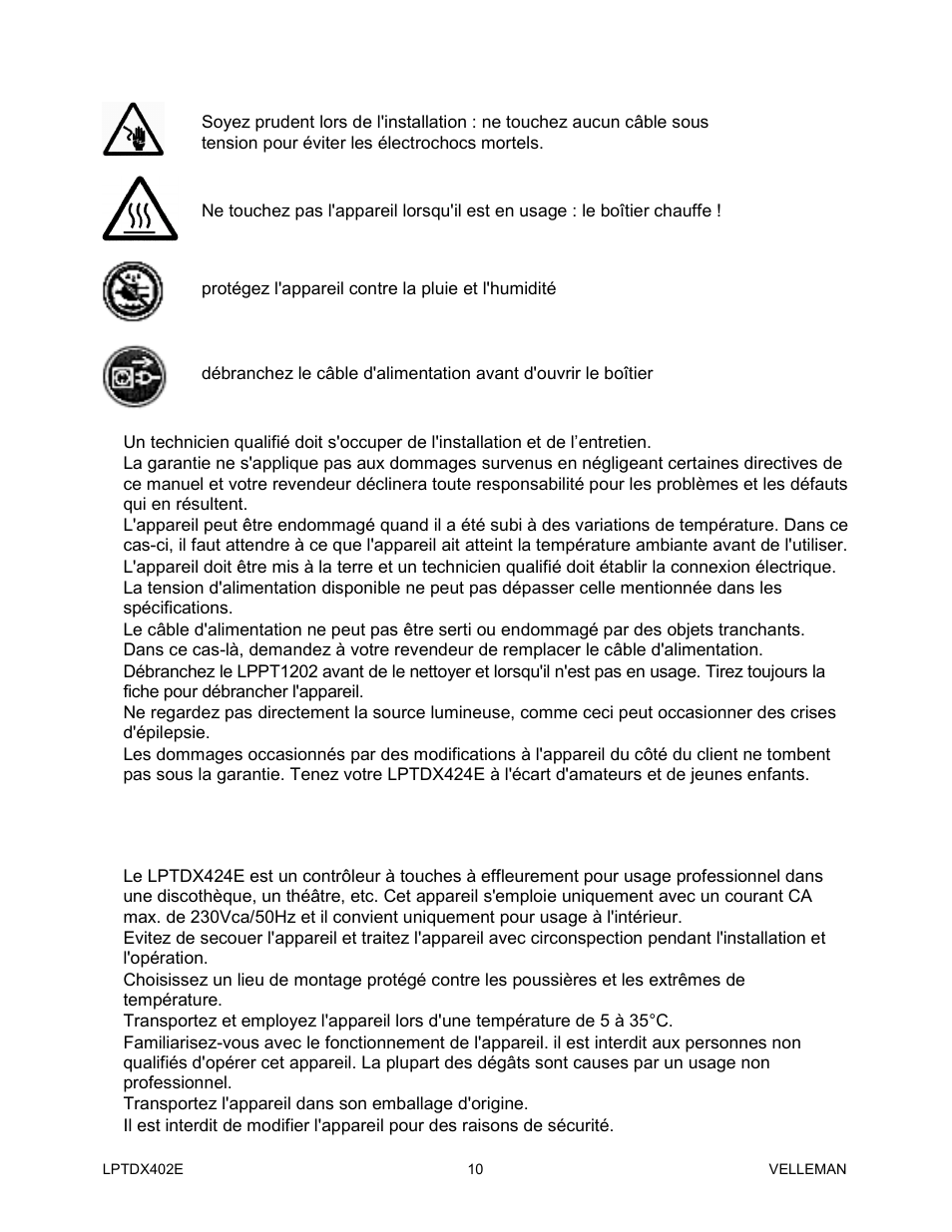 Velleman LPTDX402E User Manual | Page 10 / 22