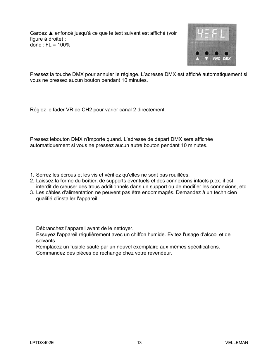 Velleman LPTDX402E User Manual | Page 13 / 22