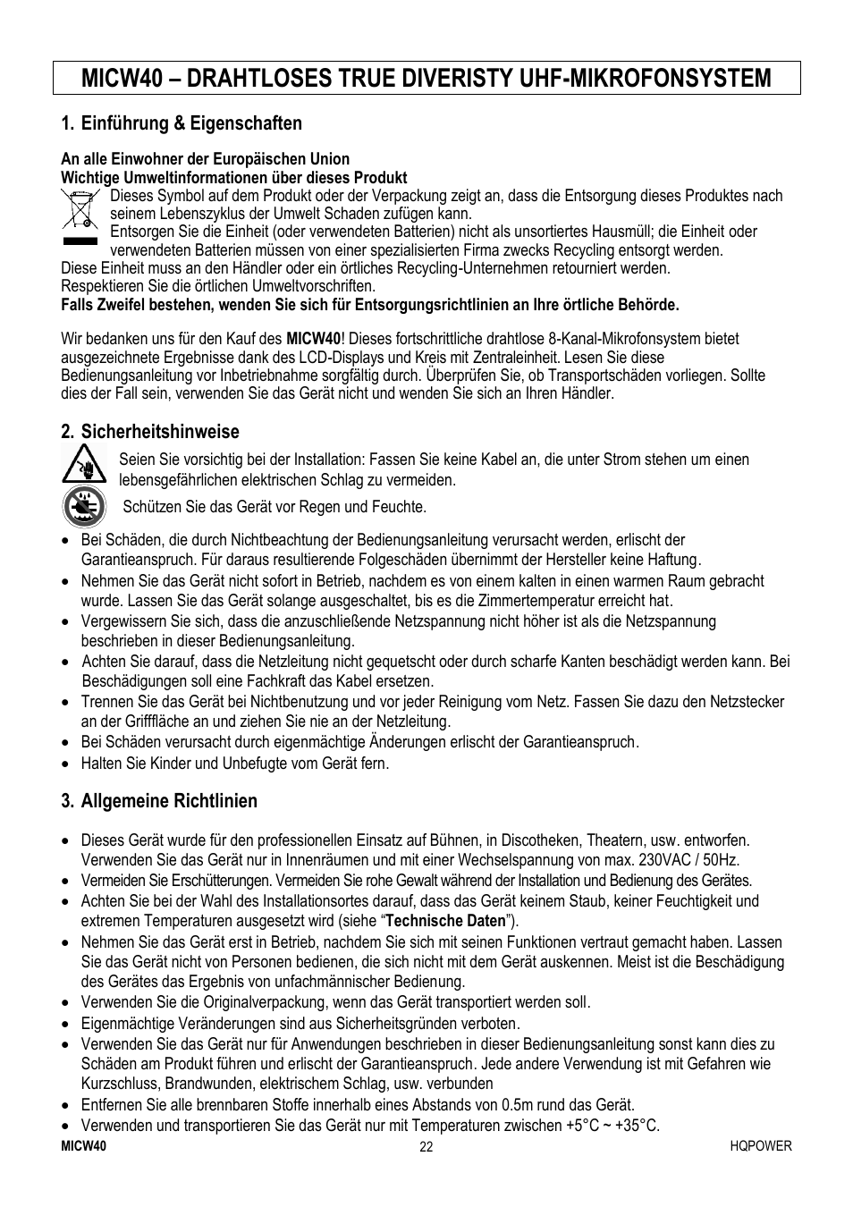 Velleman MICW40 User Manual | Page 22 / 30