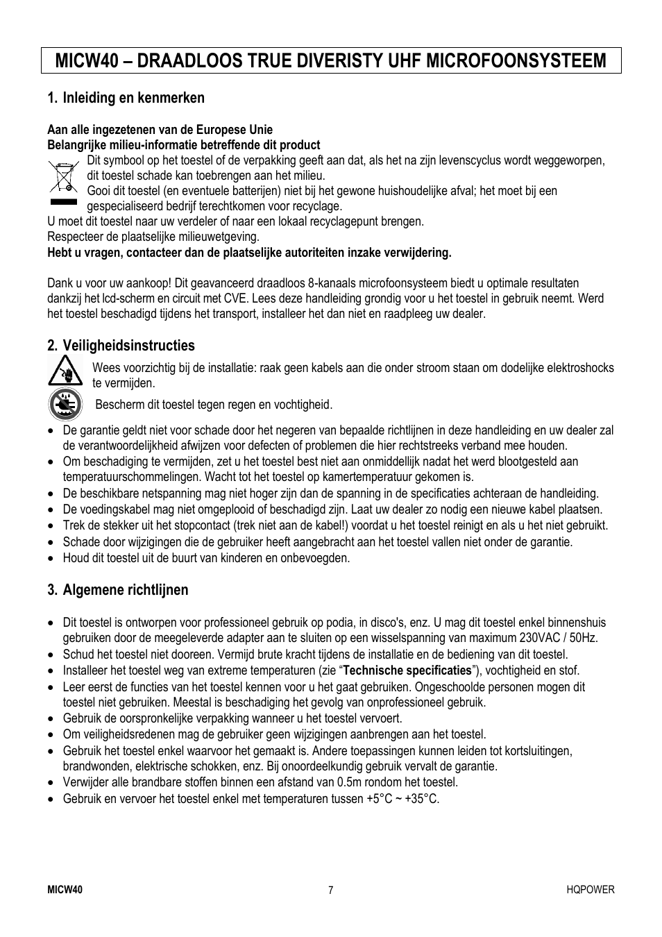 Velleman MICW40 User Manual | Page 7 / 30