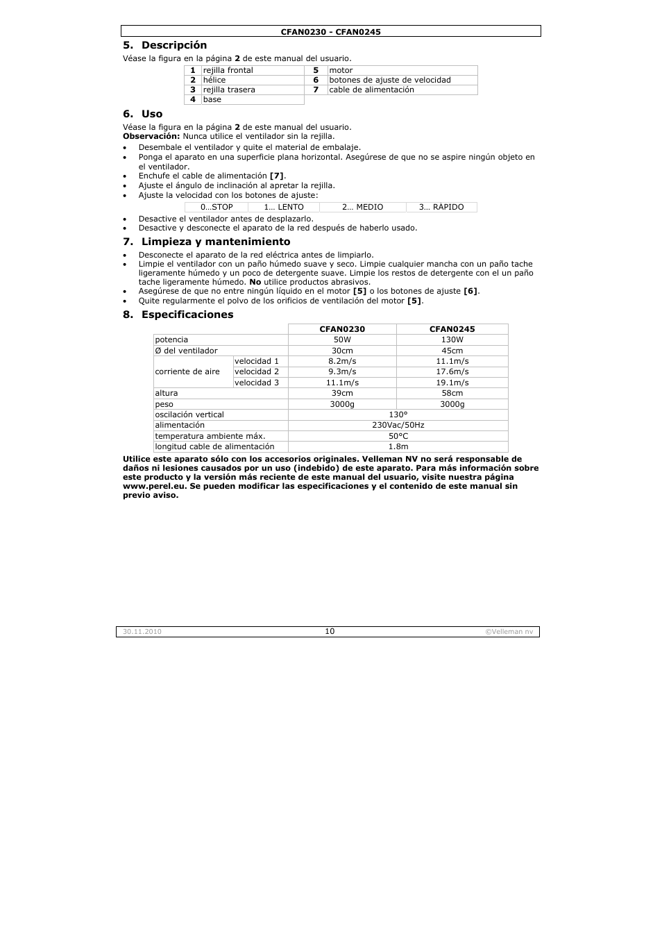 Velleman CFAN0230 User Manual | Page 10 / 16