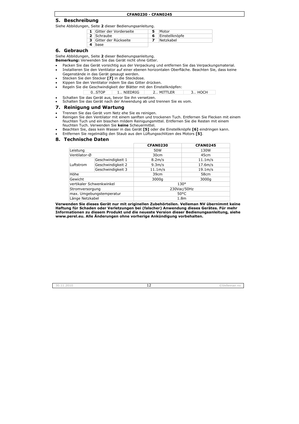 Velleman CFAN0230 User Manual | Page 12 / 16