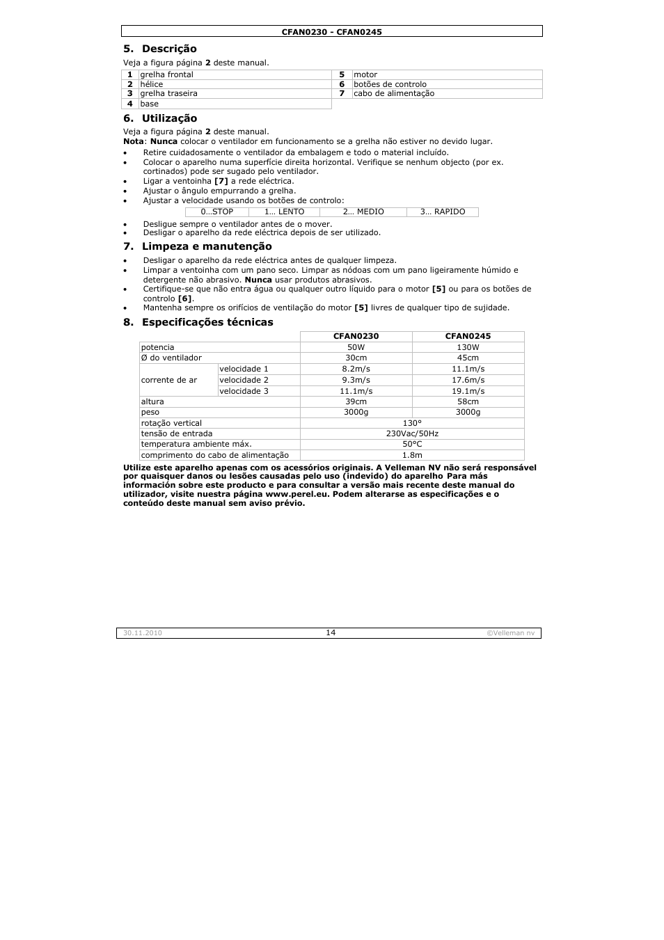 Velleman CFAN0230 User Manual | Page 14 / 16