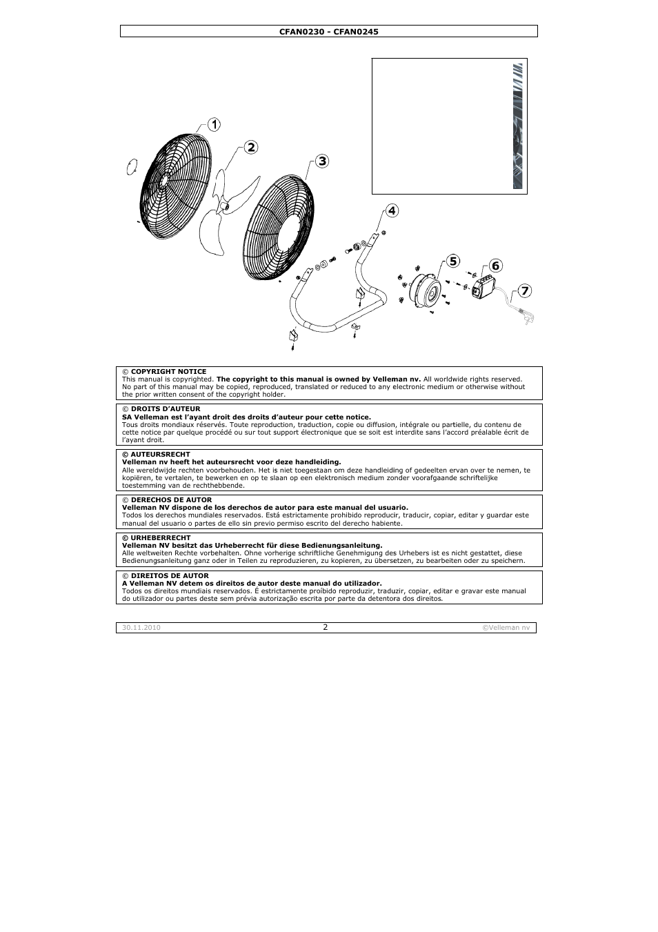 Velleman CFAN0230 User Manual | Page 2 / 16