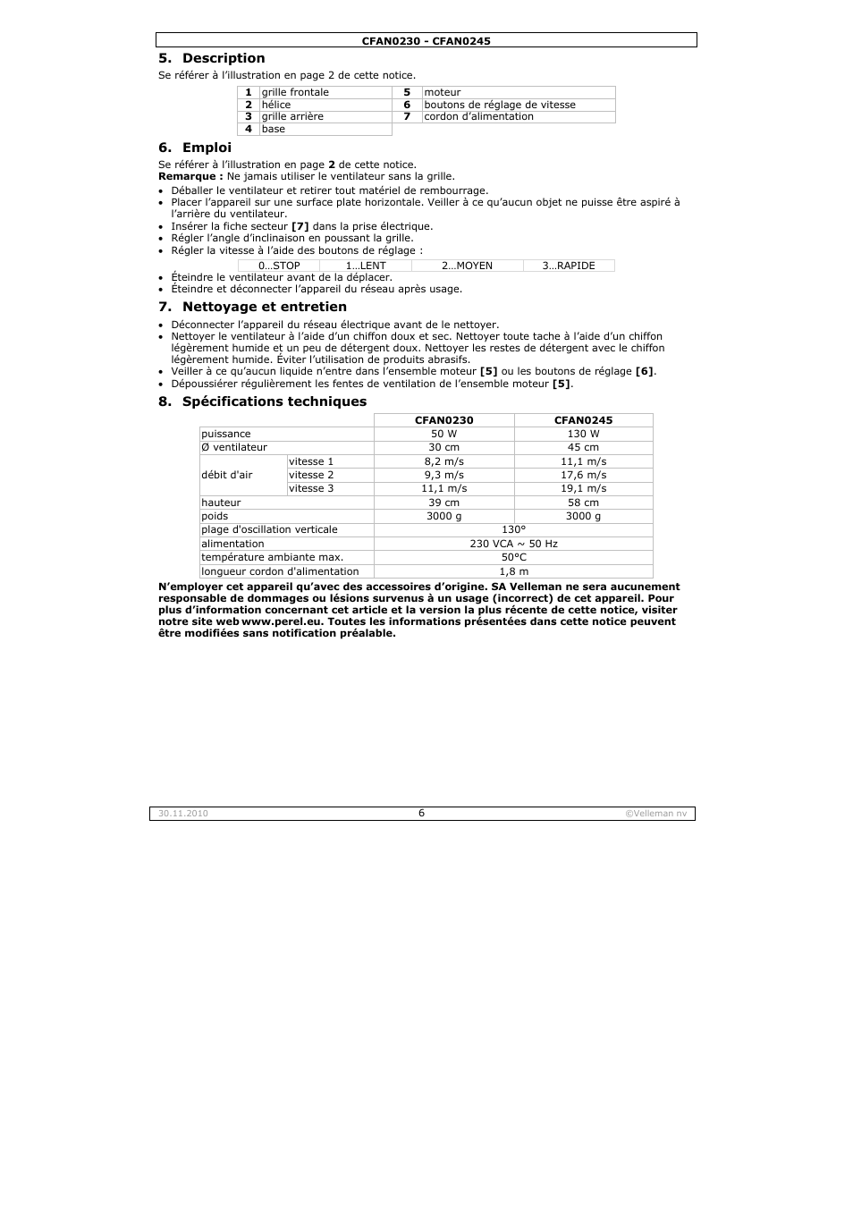 Velleman CFAN0230 User Manual | Page 6 / 16