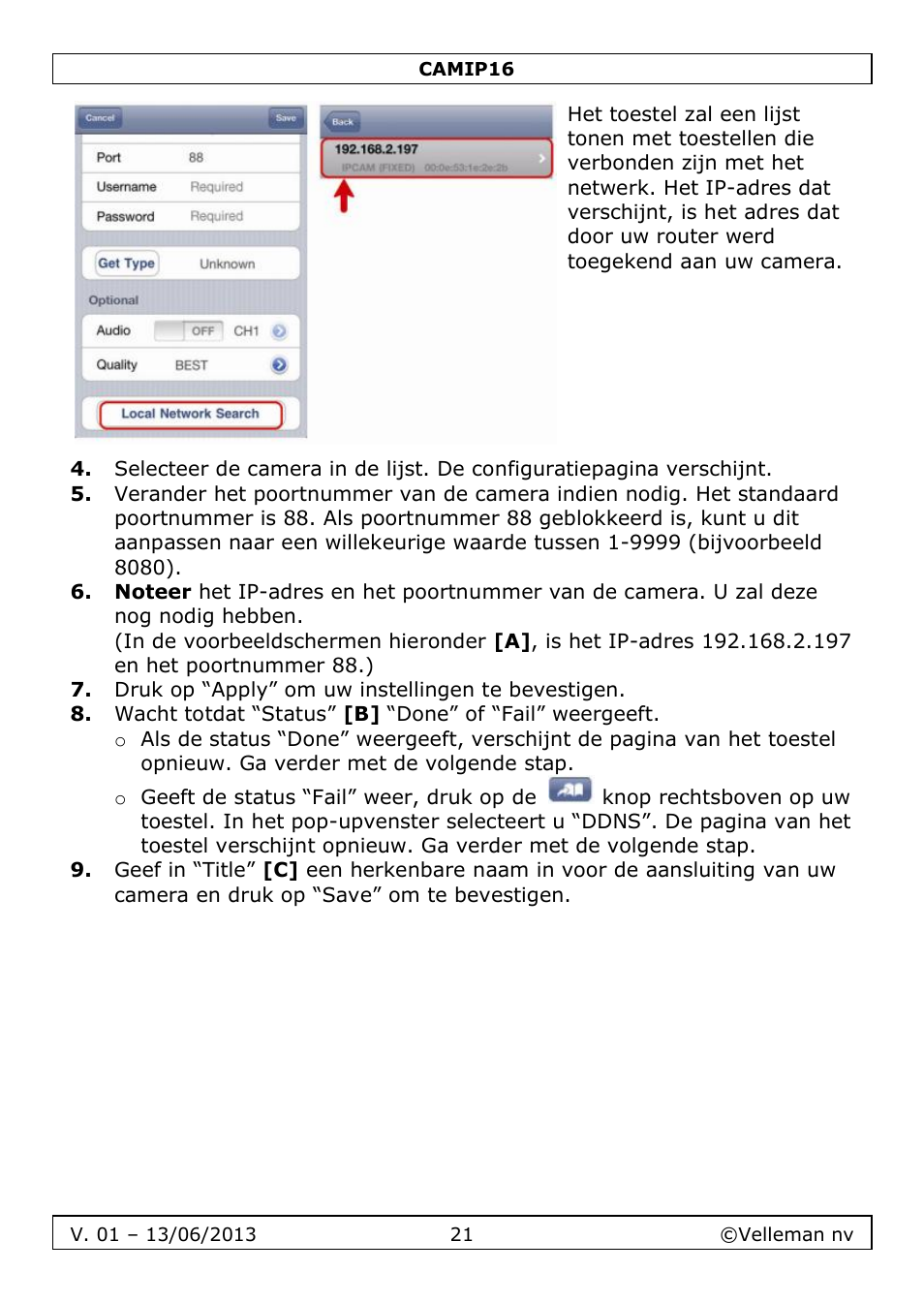 Velleman CAMIP16 User manual User Manual | Page 21 / 60