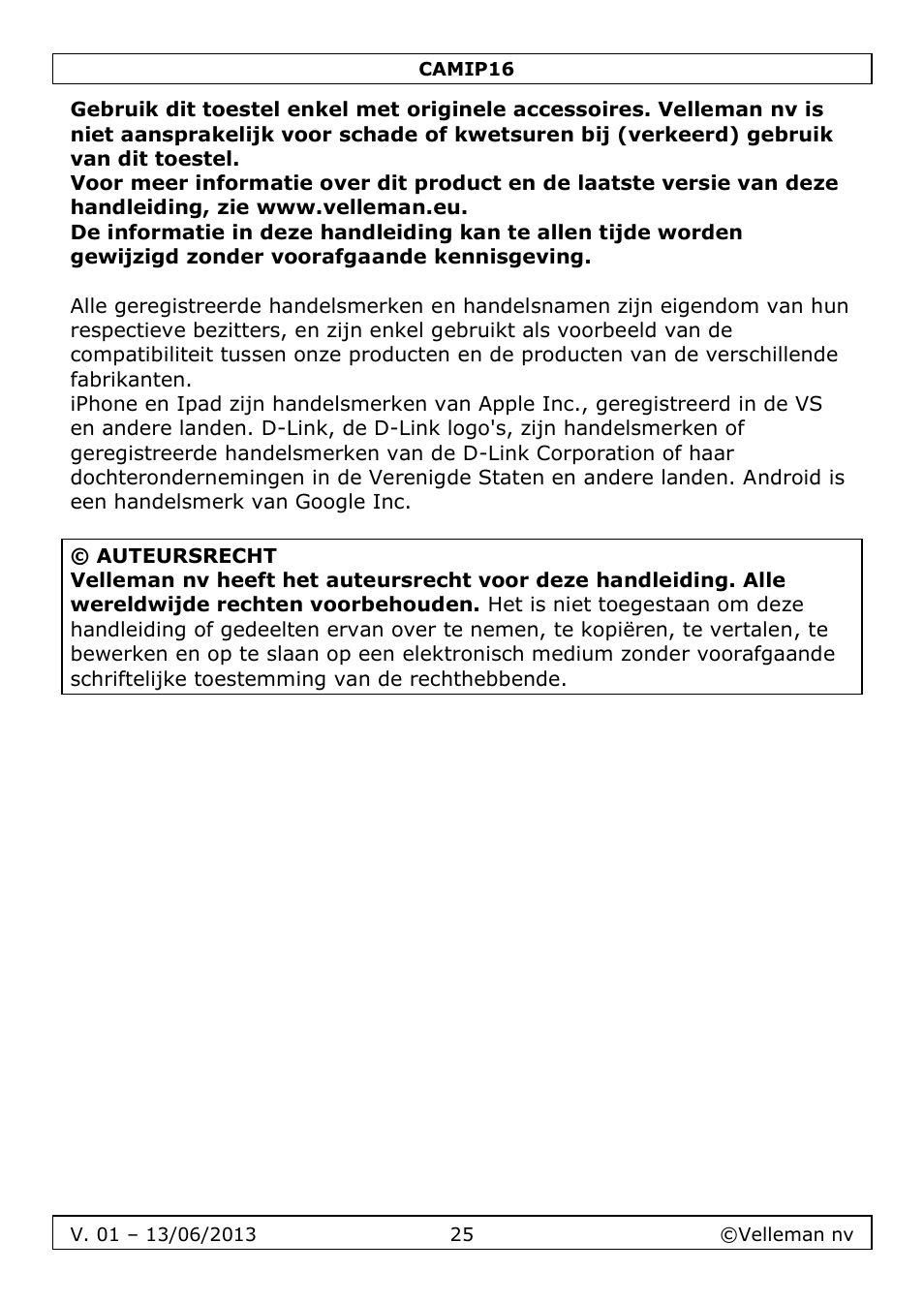 Velleman CAMIP16 User manual User Manual | Page 25 / 60