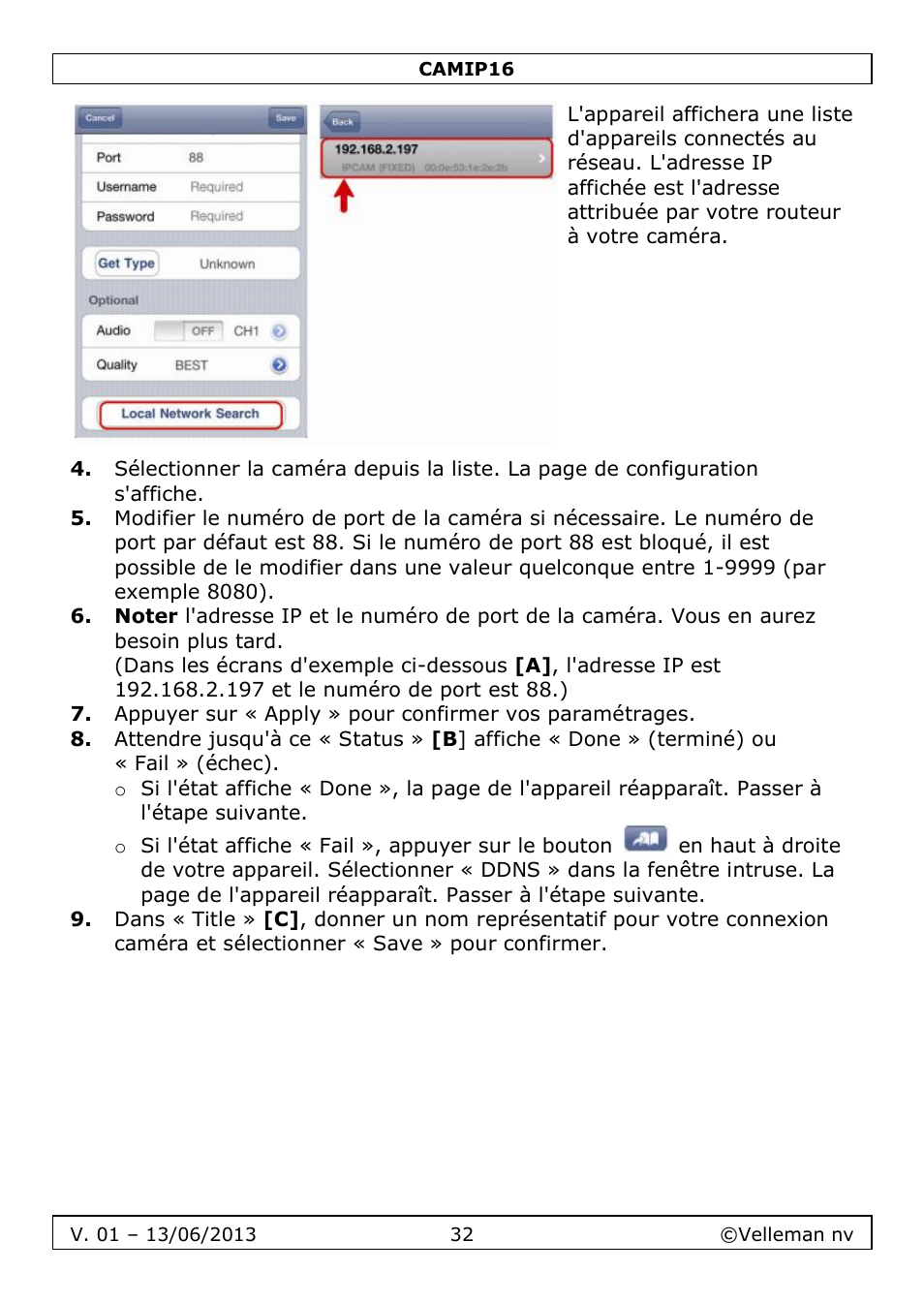 Velleman CAMIP16 User manual User Manual | Page 32 / 60